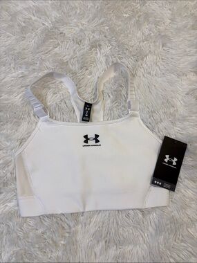 Under Armour White Sports Bra with Black Logo